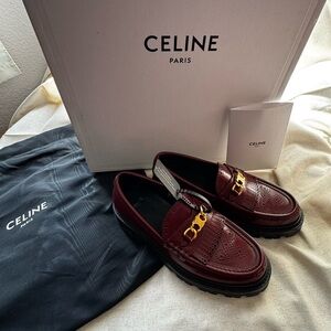 CELINE Margaret burgundy loafers. 38EU.